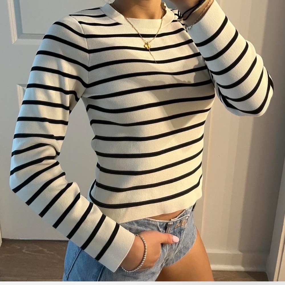 Striped Black and White Women's Top
